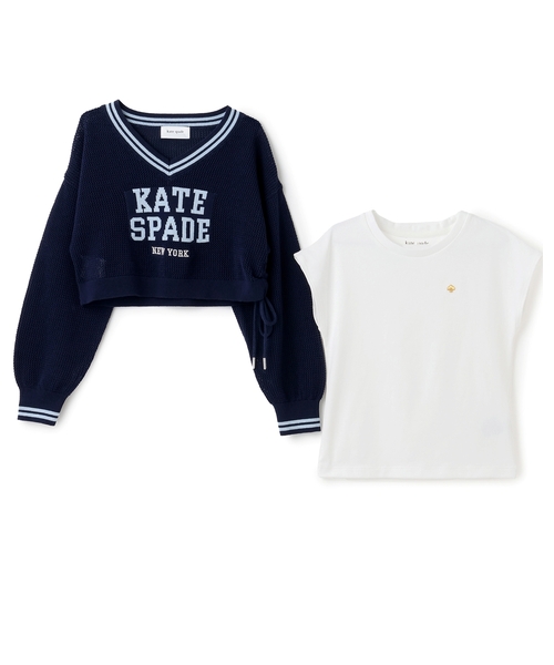 kate spade new york kids(ケイトスペードニューヨーク)の「ロゴメッシュニット&Tシャツセット(アンサンブル・キッズ・ライラック/ネイビー・160cm/150cm/140cm/130cm)」の4枚目の写真