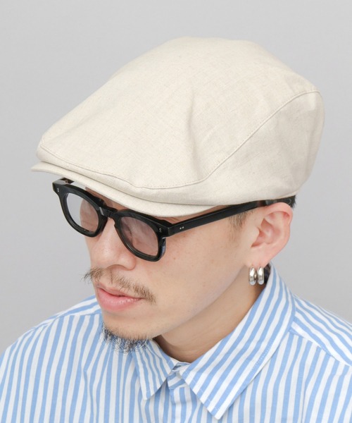 ReqHatter（レックハッター）の「リネンミックス 綿麻 ハンチング（ハンチング/ベレー帽・メンズ・アイボリー/ブラック/グレー・FREE）」の2枚目の写真