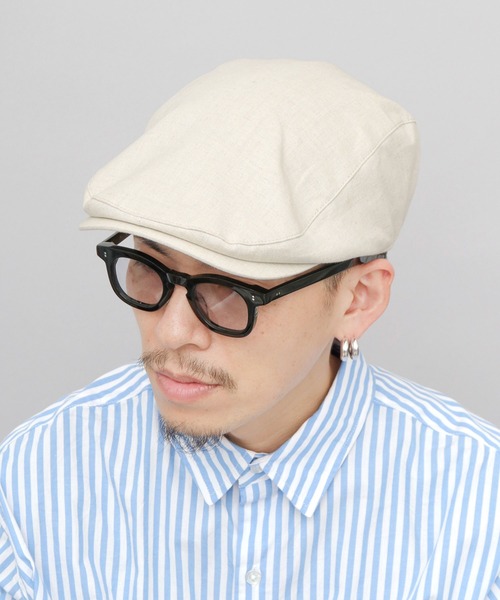 ReqHatter(レックハッター)の「リネンミックス 綿麻 ハンチング(ハンチング/ベレー帽・メンズ・アイボリー/ブラック/グレー・FREE)」の7枚目の写真