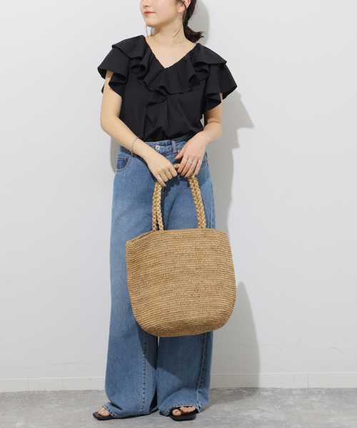 JOURNAL STANDARD relume（ジャーナルスタンダード　レリューム）の「《WEB限定追加3》フリルプルオーバー（Tシャツ/カットソー・レディース・ホワイト/ブラック・FREE）」の3枚目の写真