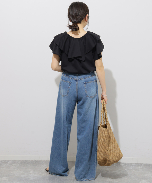 JOURNAL STANDARD relume（ジャーナルスタンダード　レリューム）の「《WEB限定追加3》フリルプルオーバー（Tシャツ/カットソー・レディース・ホワイト/ブラック・FREE）」の5枚目の写真