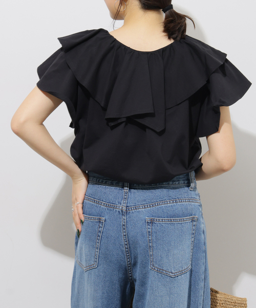 JOURNAL STANDARD relume（ジャーナルスタンダード　レリューム）の「《WEB限定追加3》フリルプルオーバー（Tシャツ/カットソー・レディース・ホワイト/ブラック・FREE）」の8枚目の写真