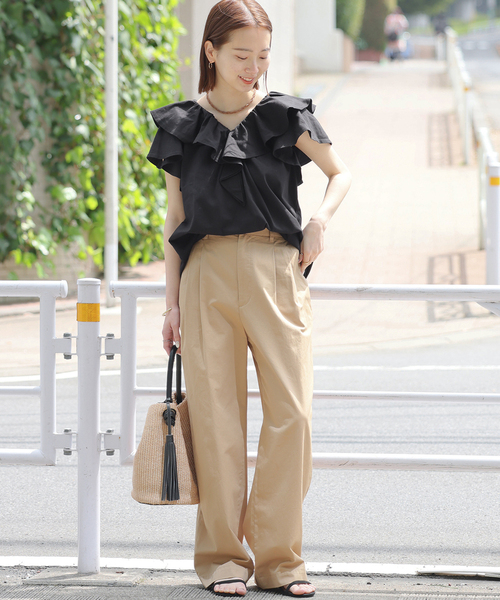 JOURNAL STANDARD relume（ジャーナルスタンダード　レリューム）の「《WEB限定追加3》フリルプルオーバー（Tシャツ/カットソー・レディース・ホワイト/ブラック・FREE）」の10枚目の写真