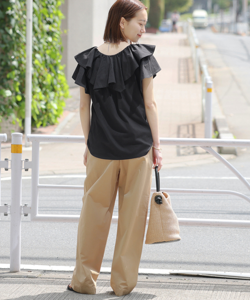 JOURNAL STANDARD relume（ジャーナルスタンダード　レリューム）の「《WEB限定追加3》フリルプルオーバー（Tシャツ/カットソー・レディース・ホワイト/ブラック・FREE）」の12枚目の写真