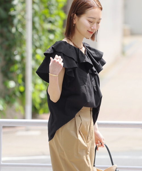 JOURNAL STANDARD relume（ジャーナルスタンダード　レリューム）の「《WEB限定追加3》フリルプルオーバー（Tシャツ/カットソー・レディース・ホワイト/ブラック・FREE）」の15枚目の写真