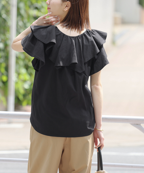 JOURNAL STANDARD relume（ジャーナルスタンダード　レリューム）の「《WEB限定追加3》フリルプルオーバー（Tシャツ/カットソー・レディース・ホワイト/ブラック・FREE）」の16枚目の写真