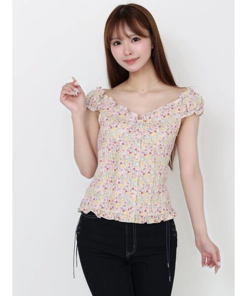 EATME(イートミー)の「【日比谷花壇コラボ】フラワープリントレディブラウス(シャツ/ブラウス・レディース・ブルー/ブラック/ピンク・FREE)」の3枚目の写真