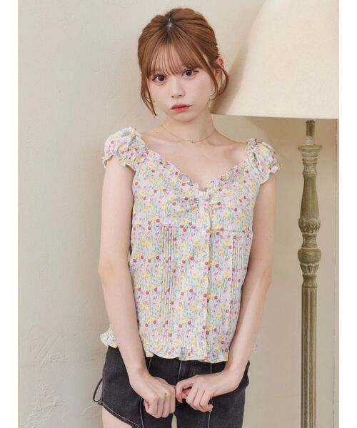 EATME(イートミー)の「【日比谷花壇コラボ】フラワープリントレディブラウス(シャツ/ブラウス・レディース・ブルー/ブラック/ピンク・FREE)」の5枚目の写真