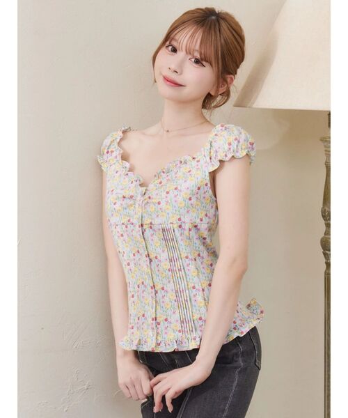 EATME(イートミー)の「【日比谷花壇コラボ】フラワープリントレディブラウス(シャツ/ブラウス・レディース・ブルー/ブラック/ピンク・FREE)」の7枚目の写真