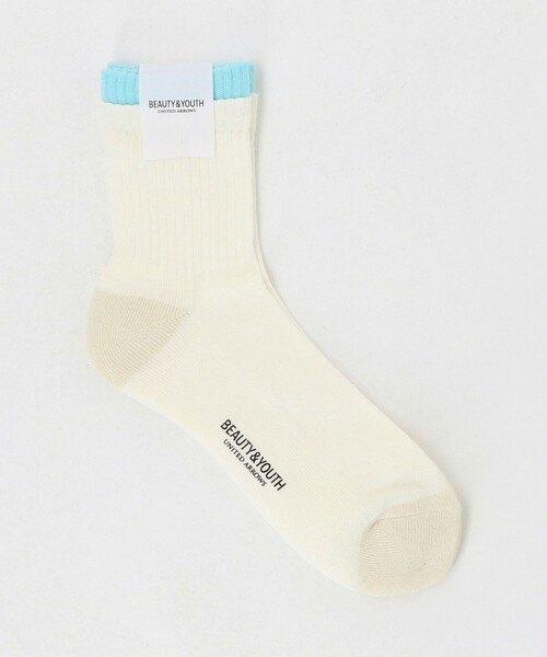 BEAUTY&YOUTH UNITED ARROWS（ビューティーアンドユースユナイテッドアローズ）の「レイヤード リブ パイル クウォータ― ソックス（ソックス/靴下・メンズ・オフホワイト/ブラック/ダークグレー/ライトグレー・FREE）」の2枚目の写真