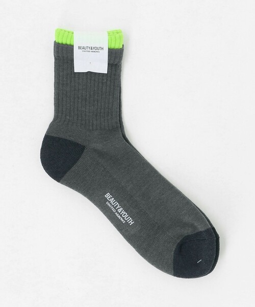 BEAUTY&YOUTH UNITED ARROWS（ビューティーアンドユースユナイテッドアローズ）の「レイヤード リブ パイル クウォータ― ソックス（ソックス/靴下・メンズ・オフホワイト/ブラック/ダークグレー/ライトグレー・FREE）」の4枚目の写真