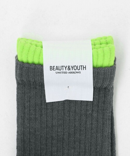 BEAUTY&YOUTH UNITED ARROWS（ビューティーアンドユースユナイテッドアローズ）の「レイヤード リブ パイル クウォータ― ソックス（ソックス/靴下・メンズ・オフホワイト/ブラック/ダークグレー/ライトグレー・FREE）」の5枚目の写真