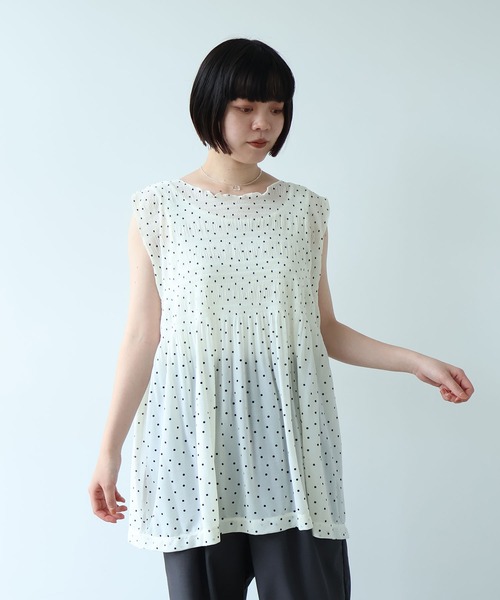 bulle de savon(ビュルデサボン)の「△mizutama 天竺 マジョリカ チュニック(Tシャツ/カットソー・レディース・ブラック/ホワイト・FREE)」の2枚目の写真