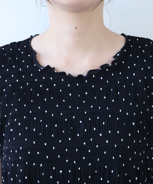 bulle de savon(ビュルデサボン)の「△mizutama 天竺 マジョリカ チュニック(Tシャツ/カットソー・レディース・ブラック/ホワイト・FREE)」の11枚目の写真
