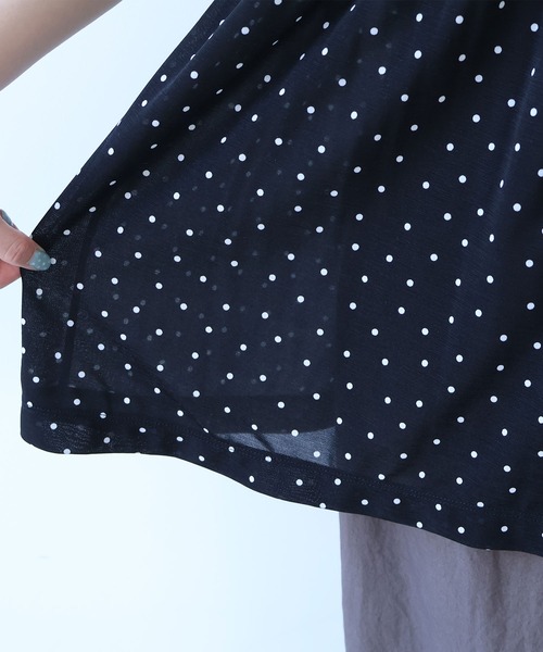 bulle de savon(ビュルデサボン)の「△mizutama 天竺 マジョリカ チュニック(Tシャツ/カットソー・レディース・ブラック/ホワイト・FREE)」の4枚目の写真