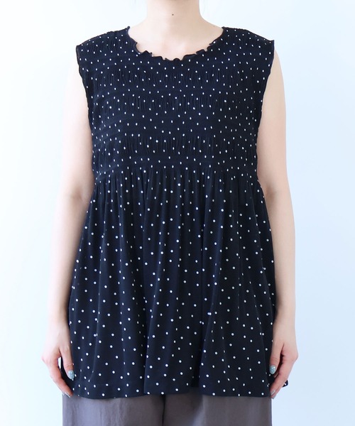 bulle de savon(ビュルデサボン)の「△mizutama 天竺 マジョリカ チュニック(Tシャツ/カットソー・レディース・ブラック/ホワイト・FREE)」の8枚目の写真