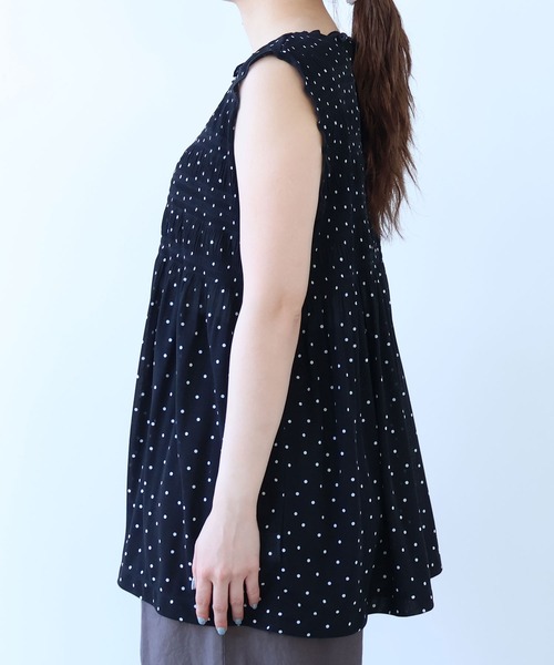 bulle de savon(ビュルデサボン)の「△mizutama 天竺 マジョリカ チュニック(Tシャツ/カットソー・レディース・ブラック/ホワイト・FREE)」の9枚目の写真