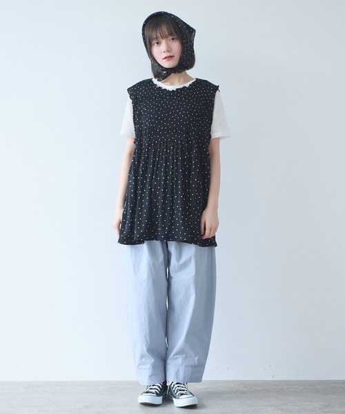 bulle de savon(ビュルデサボン)の「△mizutama 天竺 マジョリカ チュニック(Tシャツ/カットソー・レディース・ブラック/ホワイト・FREE)」の18枚目の写真