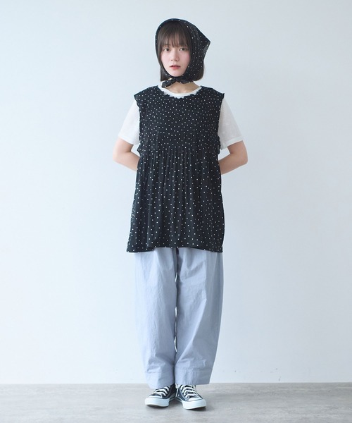 bulle de savon(ビュルデサボン)の「△mizutama 天竺 マジョリカ チュニック(Tシャツ/カットソー・レディース・ブラック/ホワイト・FREE)」の19枚目の写真