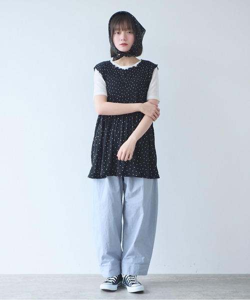 bulle de savon(ビュルデサボン)の「△mizutama 天竺 マジョリカ チュニック(Tシャツ/カットソー・レディース・ブラック/ホワイト・FREE)」の20枚目の写真