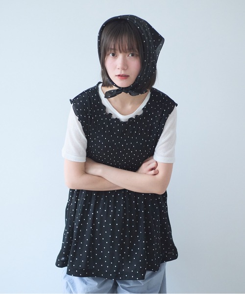 bulle de savon(ビュルデサボン)の「△mizutama 天竺 マジョリカ チュニック(Tシャツ/カットソー・レディース・ブラック/ホワイト・FREE)」の13枚目の写真