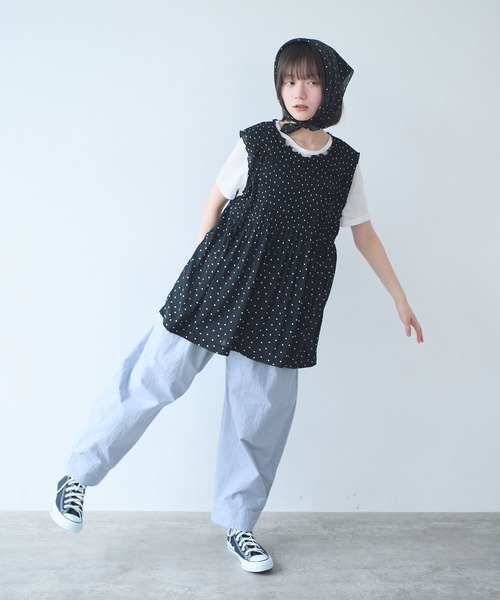 bulle de savon(ビュルデサボン)の「△mizutama 天竺 マジョリカ チュニック(Tシャツ/カットソー・レディース・ブラック/ホワイト・FREE)」の21枚目の写真