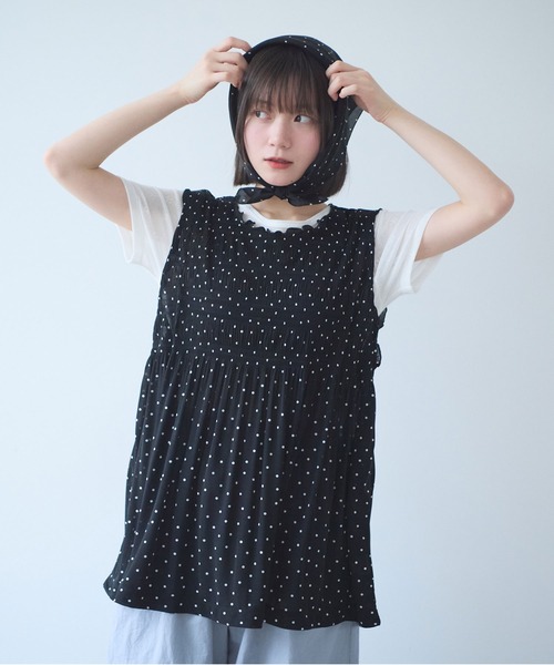 bulle de savon(ビュルデサボン)の「△mizutama 天竺 マジョリカ チュニック(Tシャツ/カットソー・レディース・ブラック/ホワイト・FREE)」の14枚目の写真