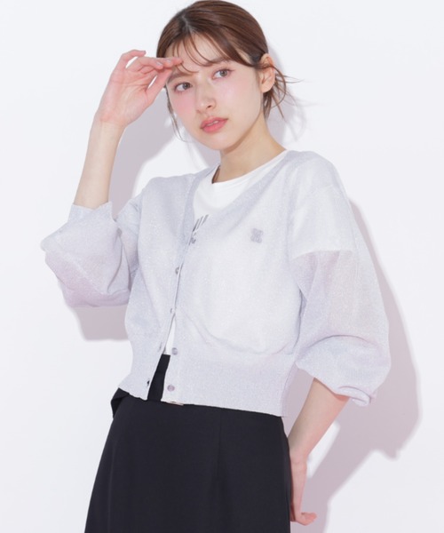 JILL by JILL STUART（ジルバイジルスチュアート）の「シャイニーシアーカーディガン（ニット/セーター・レディース・ブラック/グレー/ピンク/ホワイト・FREE）」の4枚目の写真