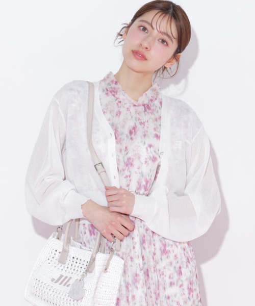 JILL by JILL STUART（ジルバイジルスチュアート）の「シャイニーシアーカーディガン（ニット/セーター・レディース・ブラック/グレー/ピンク/ホワイト・FREE）」の2枚目の写真