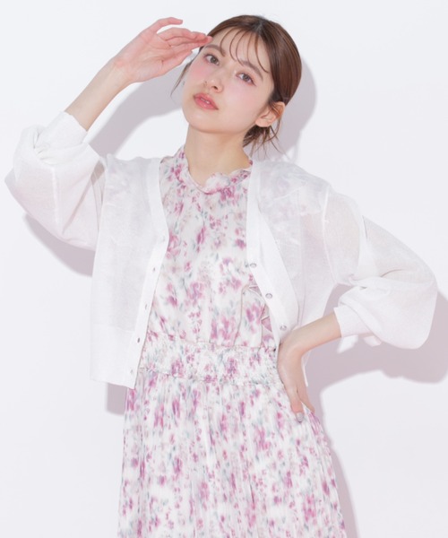 JILL by JILL STUART（ジルバイジルスチュアート）の「シャイニーシアーカーディガン（ニット/セーター・レディース・ブラック/グレー/ピンク/ホワイト・FREE）」の15枚目の写真