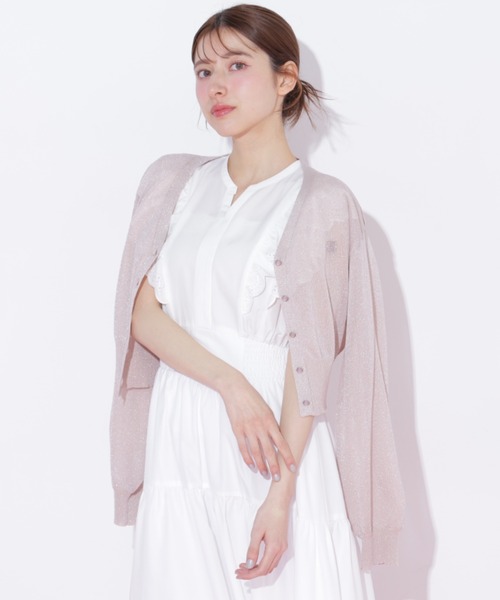 JILL by JILL STUART（ジルバイジルスチュアート）の「シャイニーシアーカーディガン（ニット/セーター・レディース・ブラック/グレー/ピンク/ホワイト・FREE）」の7枚目の写真