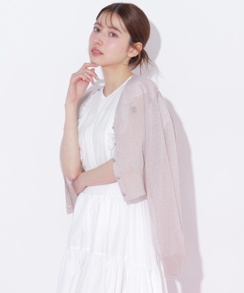 JILL by JILL STUART（ジルバイジルスチュアート）の「シャイニーシアーカーディガン（ニット/セーター・レディース・ブラック/グレー/ピンク/ホワイト・FREE）」の6枚目の写真