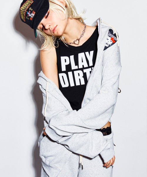 HIGHTIDEFRANKIE（ハイタイドフランキー）の「Play Dirty Tank Top Black（Tシャツ/カットソー・レディース・ブラック・FREE）」の2枚目の写真