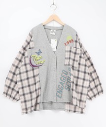 ScoLar | 161671：レトロ柄チェック切替カーディガン(カーディガン/ボレロ)