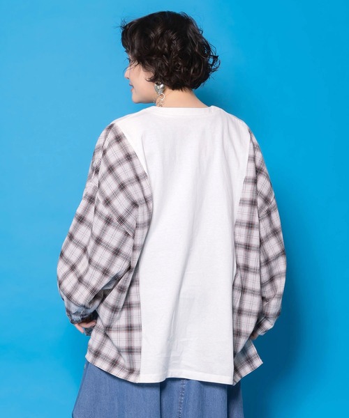 ScoLar（スカラー）の「161671：レトロ柄チェック切替カーディガン（カーディガン/ボレロ・レディース・ブラック/杢グレー/オフホワイト・M）」の7枚目の写真