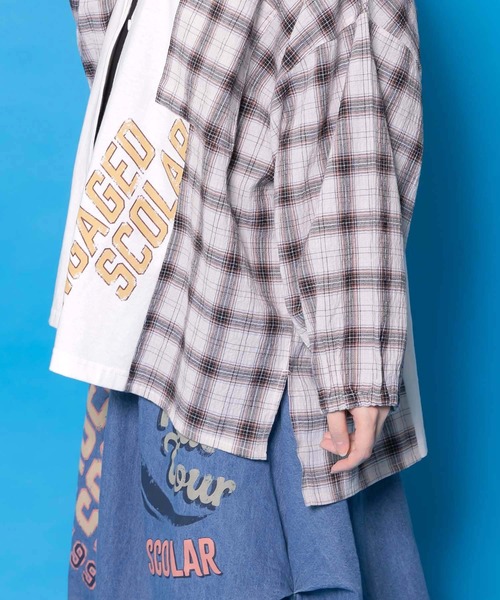 ScoLar（スカラー）の「161671：レトロ柄チェック切替カーディガン（カーディガン/ボレロ・レディース・ブラック/杢グレー/オフホワイト・M）」の12枚目の写真