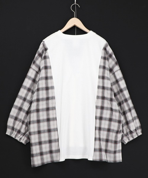 ScoLar（スカラー）の「161671：レトロ柄チェック切替カーディガン（カーディガン/ボレロ・レディース・ブラック/杢グレー/オフホワイト・M）」の14枚目の写真