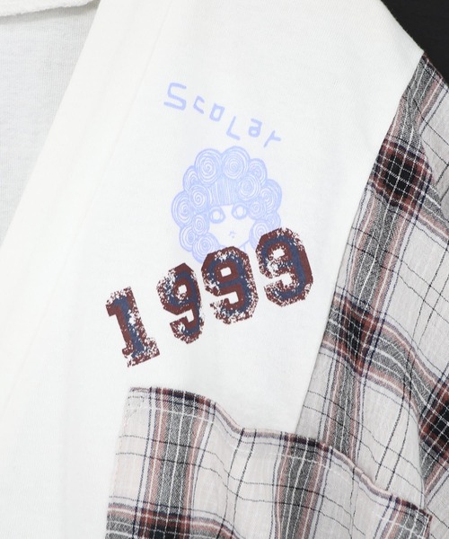 ScoLar（スカラー）の「161671：レトロ柄チェック切替カーディガン（カーディガン/ボレロ・レディース・ブラック/杢グレー/オフホワイト・M）」の15枚目の写真