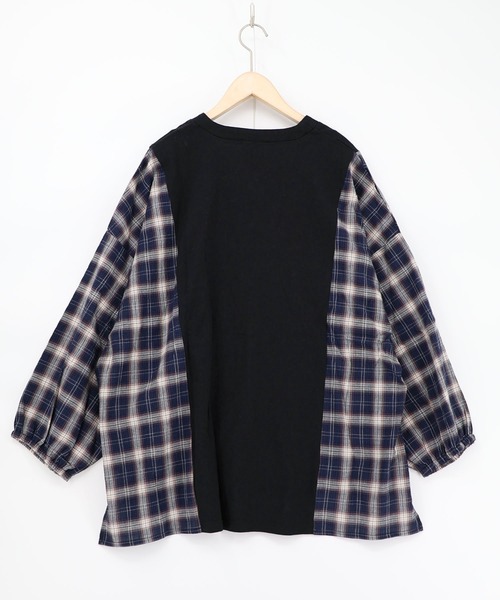 ScoLar（スカラー）の「161671：レトロ柄チェック切替カーディガン（カーディガン/ボレロ・レディース・ブラック/杢グレー/オフホワイト・M）」の18枚目の写真