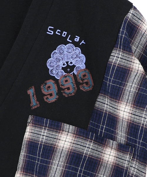 ScoLar（スカラー）の「161671：レトロ柄チェック切替カーディガン（カーディガン/ボレロ・レディース・ブラック/杢グレー/オフホワイト・M）」の19枚目の写真