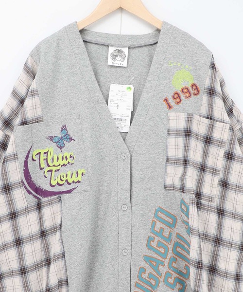 ScoLar（スカラー）の「161671：レトロ柄チェック切替カーディガン（カーディガン/ボレロ・レディース・ブラック/杢グレー/オフホワイト・M）」の20枚目の写真