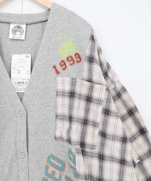 ScoLar（スカラー）の「161671：レトロ柄チェック切替カーディガン（カーディガン/ボレロ・レディース・ブラック/杢グレー/オフホワイト・M）」の21枚目の写真