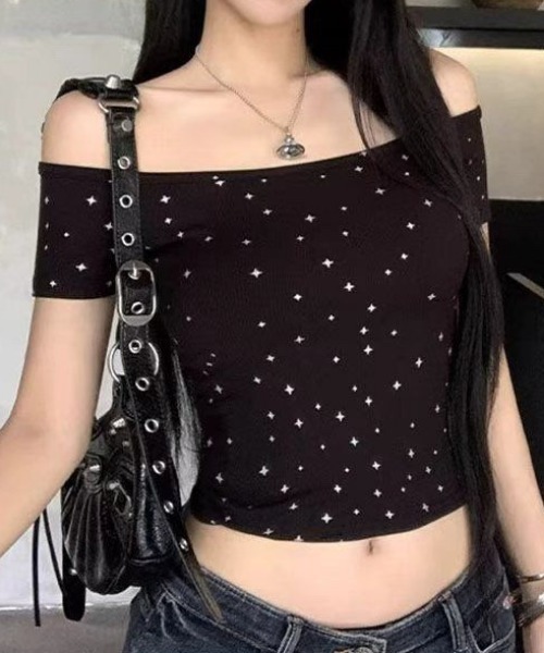 NANEA(ナネア)の「オフショル星柄半袖トップス(Tシャツ/カットソー・レディース・ホワイト/ブラック/グレー・MEDIUM)」の14枚目の写真