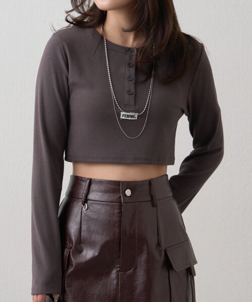 mline（エムライン）の「[mline]ロゴポイントPACKT（Tシャツ/カットソー・レディース・チャコールグレー/ピンク/カーキ/ネイビー・FREE）」の6枚目の写真