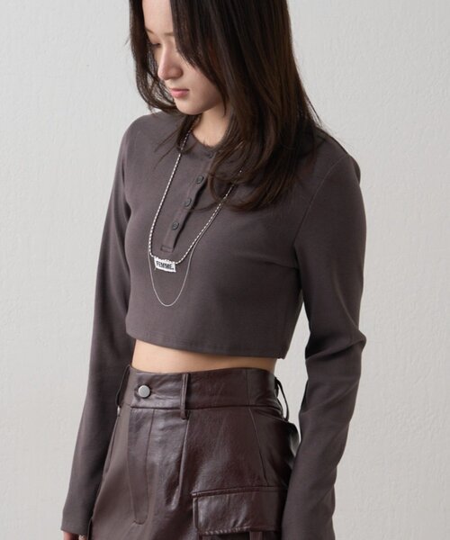 mline（エムライン）の「[mline]ロゴポイントPACKT（Tシャツ/カットソー・レディース・チャコールグレー/ピンク/カーキ/ネイビー・FREE）」の7枚目の写真