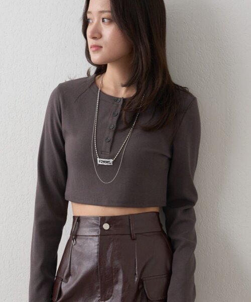 mline（エムライン）の「[mline]ロゴポイントPACKT（Tシャツ/カットソー・レディース・チャコールグレー/ピンク/カーキ/ネイビー・FREE）」の8枚目の写真