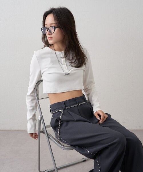mline（エムライン）の「[mline]ロゴポイントPACKT（Tシャツ/カットソー・レディース・チャコールグレー/ピンク/カーキ/ネイビー・FREE）」の15枚目の写真