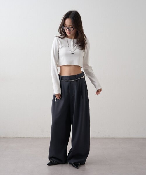 mline（エムライン）の「[mline]ロゴポイントPACKT（Tシャツ/カットソー・レディース・チャコールグレー/ピンク/カーキ/ネイビー・FREE）」の19枚目の写真