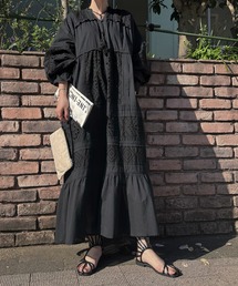 WILLFULLY | pieced cotton lace tiered volume OP(ワンピース)