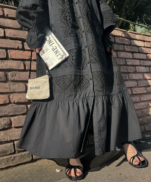 WILLFULLY（ウィルフリー）の「pieced cotton lace tiered volume OP（ワンピース・レディース・ブラウン/ブラック/ナチュラル・FREE）」の9枚目の写真